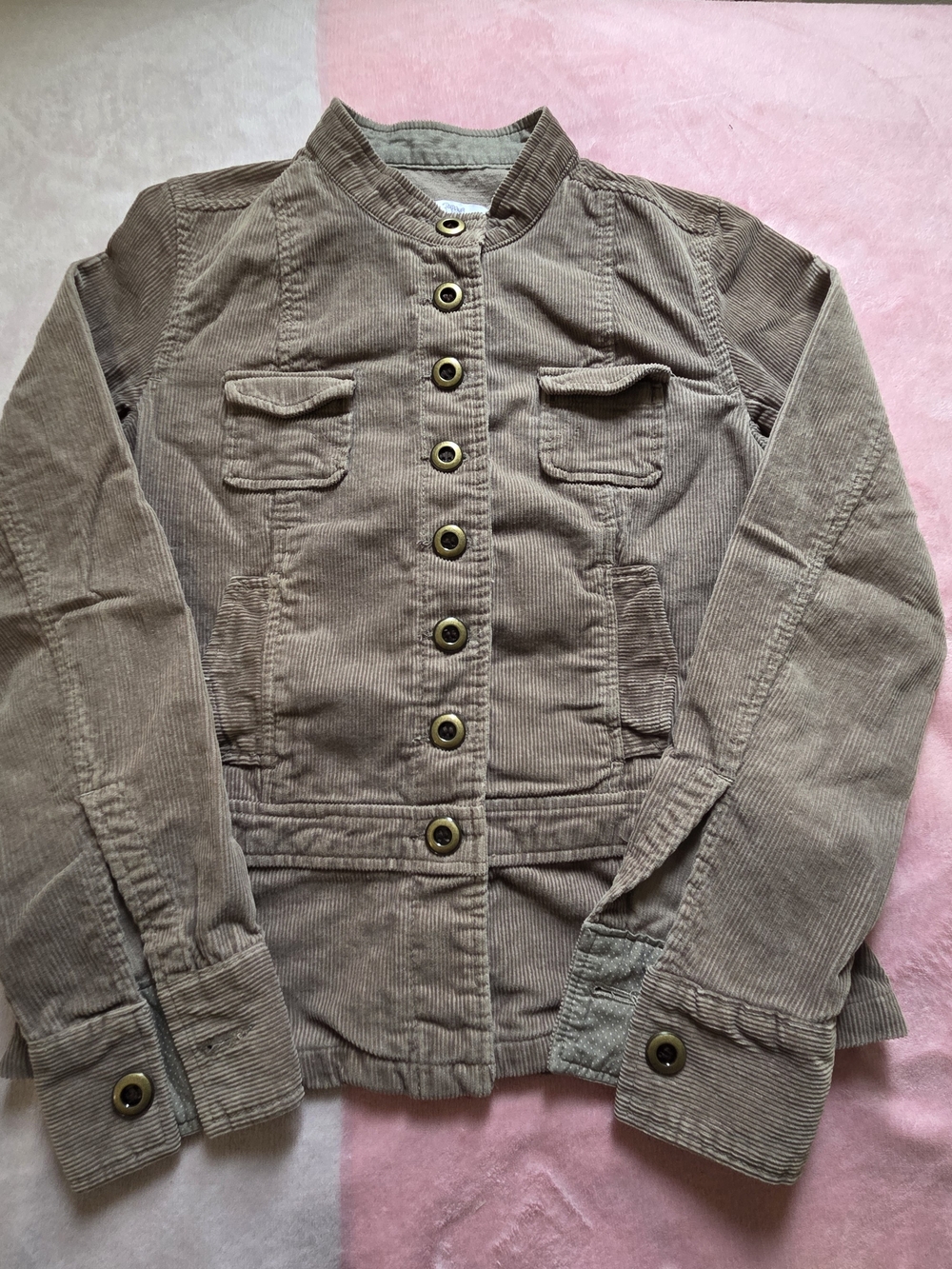 Papaya Taupe Corduroy Button-Up Jacket
